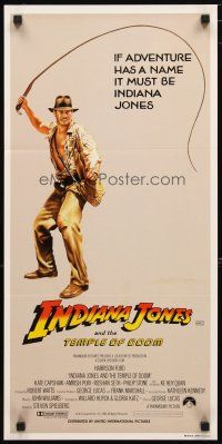 5a698 INDIANA JONES & THE TEMPLE OF DOOM Aust daybill '84 art of Harrison Ford with whip!