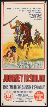 5a712 JOURNEY TO SHILOH Aust daybill '68 James Caan, Michael Sarrazin, cool western artwork!