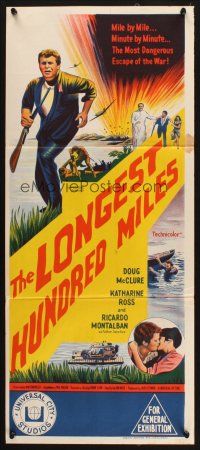 5a736 LONGEST HUNDRED MILES Aust daybill '67 Doug McClure, Katharine Ross, most dangerous escape!