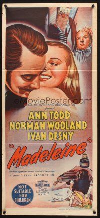 5a741 MADELEINE Aust daybill '50 directed by David Lean, sexy Ann Todd murders her lover!