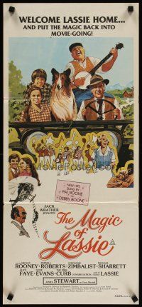 5a742 MAGIC OF LASSIE Aust daybill '78 Mickey Rooney, famous Collie, great family artwork!