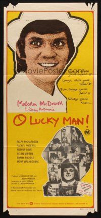 5a773 O LUCKY MAN Aust daybill '73 great images of Malcolm McDowell, directed by Lindsay Anderson!