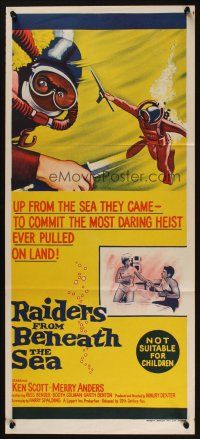 5a804 RAIDERS FROM BENEATH THE SEA Aust daybill '65 scuba divers commit a daring heist!