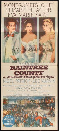 5a806 RAINTREE COUNTY Aust daybill '57 Montgomery Clift, Elizabeth Taylor & Eva Marie Saint!