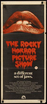 5a830 ROCKY HORROR PICTURE SHOW Aust daybill '75 c/u lips image, a different set of jaws!