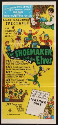 5a871 SHOEMAKER & THE ELVES Aust daybill '56 German fantasy, artwork of many elves!