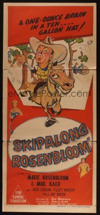 5a883 SKIPALONG ROSENBLOOM Aust daybill '51 great artwork of Slapsie Maxie on horse w/sexy girls!