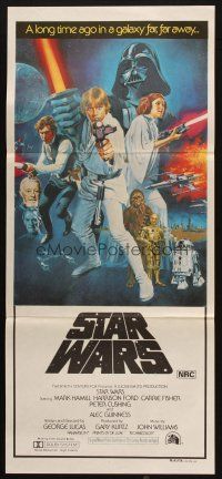 5a904 STAR WARS Aust daybill '77 George Lucas classic sci-fi epic, art by Tom William Chantrell!