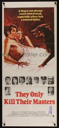 5a935 THEY ONLY KILL THEIR MASTERS Aust daybill '72 James Garner & Doberman Pincer dog in bed!