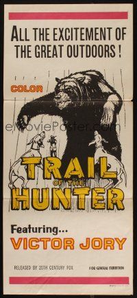 5a949 TRAIL OF THE HUNTER Aust daybill '63 cool artwork of dog face to face with giant bear!