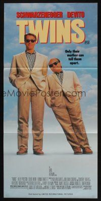 5a951 TWINS Aust daybill '88 Arnold Schwarzenegger & Danny DeVito are an unlikely duo!