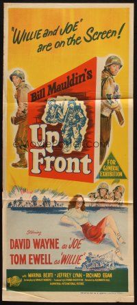 5a959 UP FRONT Aust daybill '51 written by Bill Mauldin, art of soldiers David Wayne & Tom Ewell!