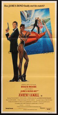 5a966 VIEW TO A KILL Aust daybill '85 art of Roger Moore as James Bond 007 by Daniel Gouzee!