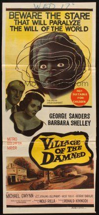 5a968 VILLAGE OF THE DAMNED Aust daybill '60 George Sanders. the story of the weird child-demons!