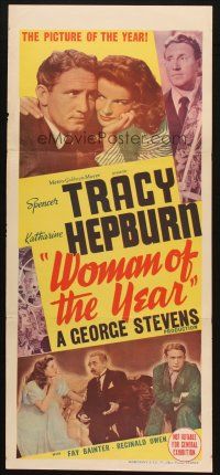 5a990 WOMAN OF THE YEAR Aust daybill '42 great images of Spencer Tracy & Katharine Hepburn!