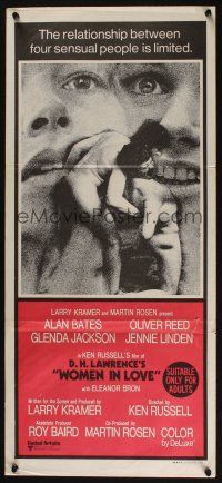 5a991 WOMEN IN LOVE Aust daybill '69 Ken Russell, D.H. Lawrence, Glenda Jackson, wild image!