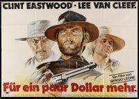 5a271 FOR A FEW DOLLARS MORE German 33x47 R78 Casaro art of Clint Eastwood, Van Cleef & Kinski!