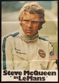 5a380 LE MANS German '71 intense close up of race car driver Steve McQueen in uniform!