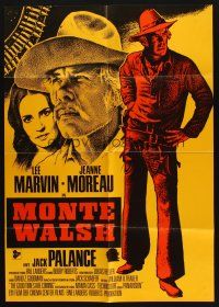 5a400 MONTE WALSH yellow style German '70 art of cowboys Lee Marvin & Jack Palance, Jeanne Moreau!