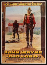 5a426 RIO LOBO German '71 Howard Hawks, Give 'em Hell, John Wayne, great cowboy artwork!