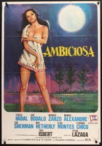 5a083 AMBITIOUS WOMAN Spanish poster '76 Jano artwork of super-sexy Teresa Rabal!