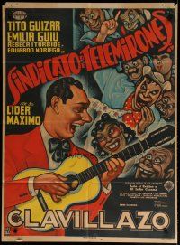5a103 SINDICATO DE TELEMIRONES Mexican poster '54 Tito Guizar, Guiu, Iturbide, cool musical art!