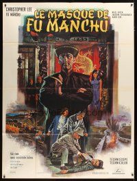 5b295 FACE OF FU MANCHU French 1p '66 different Jean Mascii art of Asian villain Christopher Lee!