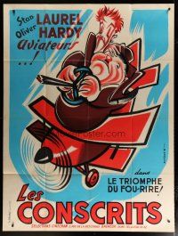 5b307 FLYING DEUCES French 1p R50s great Seguin artwork of Stan Laurel & Oliver Hardy!