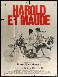 5b331 HAROLD & MAUDE French 1p '72 Ruth Gordon, Bud Cort, Hal Ashby, different motorcycle image!