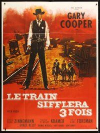 5b334 HIGH NOON French 1p R62 completely different art of Gary Cooper by E. Fauger & J.M.D. Wolf!