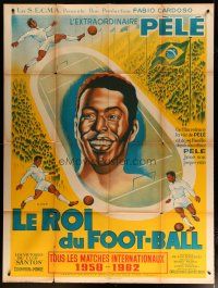 5b352 KING PELE French 1p '62 cool art of the famous soccer/football star over the field!