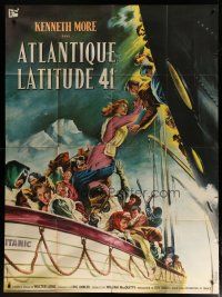 5b397 NIGHT TO REMEMBER French 1p '58 English Titanic biography, great different art of tragedy!