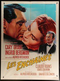 5b399 NOTORIOUS French 1p R63 Roger Soubie art of Cary Grant & Ingrid Bergman, Hitchcock classic!