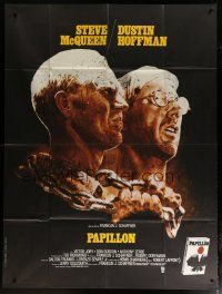 5b404 PAPILLON French 1p R70s great art of prisoners Steve McQueen & Dustin Hoffman by Tom Jung!