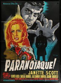 5b406 PARANOIAC French 1p '63 Oliver Reed, completely different art by Constantine Belinsky!