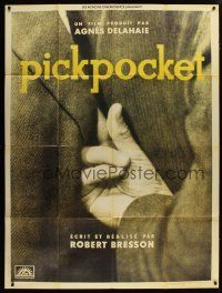 5b415 PICKPOCKET French 1p R90s Robert Bresson, cool image of thief's hand reaching in jacket!