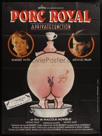 5b424 PRIVATE FUNCTION French 1p '85 Michael Palin, Maggie Smith, wacky different pig artwork!