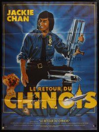 5b426 PROTECTOR French 1p '85 different Gedebe art of Jackie Chan huge gun!