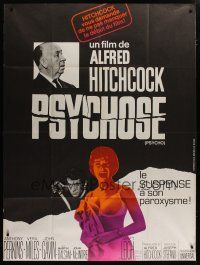 5b427 PSYCHO French 1p R69 different image of sexy half-dressed Janet Leigh, Perkins & Hitchcock!