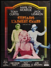 5b465 SOME LIKE IT HOT French 1p R80 sexy Marilyn Monroe with Tony Curtis & Jack Lemmon in drag!