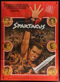5b470 SPARTACUS French 1p R70s classic Stanley Kubrick & Kirk Douglas epic, cool gladiator artwork!