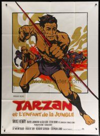5b476 TARZAN & THE JUNGLE BOY French 1p '68 different art of Mike Henry with bow by Michel Landi!