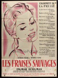 5b505 WILD STRAWBERRIES French 1p '57 Ingmar Bergman's Smultronstallet, art of Bibi Andersson!