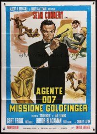 5b039 GOLDFINGER Italian 1p R70s cool artwork of Sean Connery as James Bond 007!