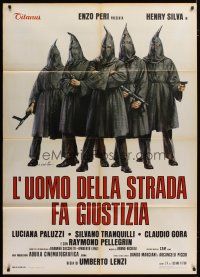 5b065 MANHUNT Italian 1p '75 Umberto Lenzi, Averardo Ciriello art of Klansmen with guns!