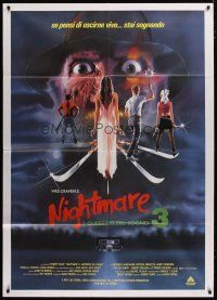 5b071 NIGHTMARE ON ELM STREET 3 Italian 1p '87 cool horror art of Freddy Krueger by Matthew Peak!