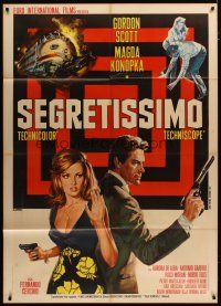 5b095 SEGRETISSIMO Italian 1p '67 art of Gordon Scott with gun & Magda Konopka by Renato Casaro!