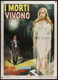 5b110 SWEET SOUND OF DEATH Italian 1p '65 art of man in suit watching sexy ghost rise from grave!