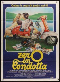 5b128 ZERO IN CONDOTTA Italian 1p '83 Enzo Sciotti art of sexy couple by Innocenti Lambretta scooter