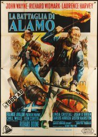 5b131 ALAMO Italian 2p '61 different art of John Wayne & Richard Widmark by Giorgio Olivetti!